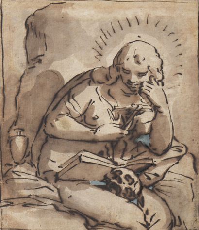 null 17th century ITALIAN school 

Penitent Magdalene

Pen and brown ink, brown wash

16...