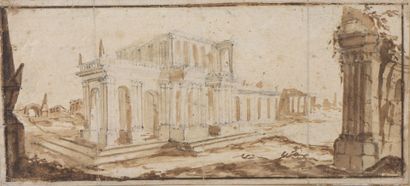 18th century ITALIAN school

Ruins of a palace

Pen...