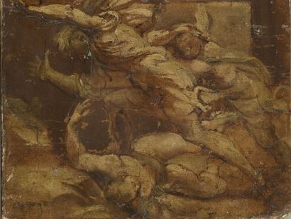  18th century ITALIAN school 
Cain fleeing after the death of Abel 
Brown wash and...