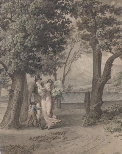 null Ecole FRANCAISE, 1807 

Surpris par l'orage

Plume et encre grise, aquarelle

52,5...