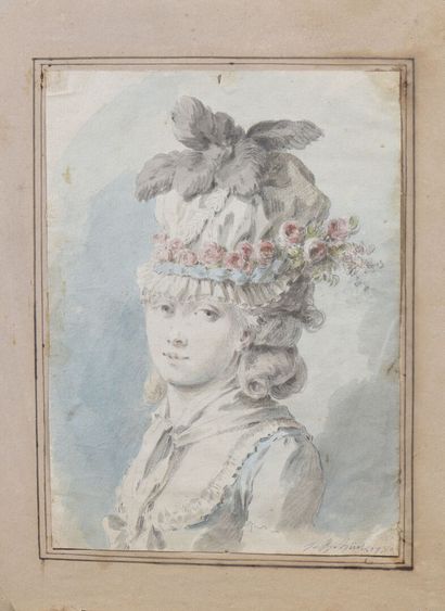null Jean Baptiste HUET

(Paris 1745 - 1811)

Portrait de femme au chapeau couvert...