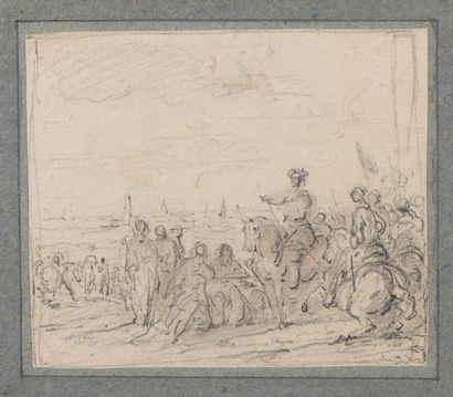 null Attribué à Charles PARROCEL

(1688 - 1752)

Cavaliers sur un champ de bataille

Pierre...