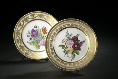 null Paris

Two porcelain plates with polychrome decoration in the center of a bouquet...