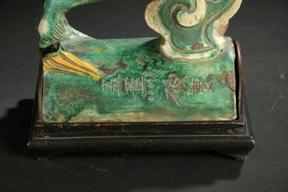 null 
CHINE - Époque MING (1368-1644) Tuile faîtière en forme de cavalier sur son...