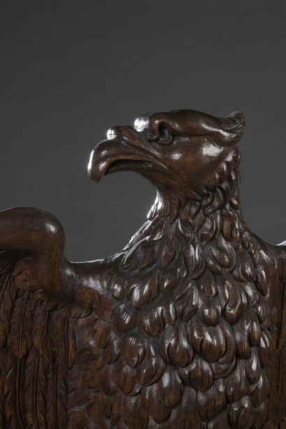 null Important lectern representing an eagle on a gilded sphere in carved natural...