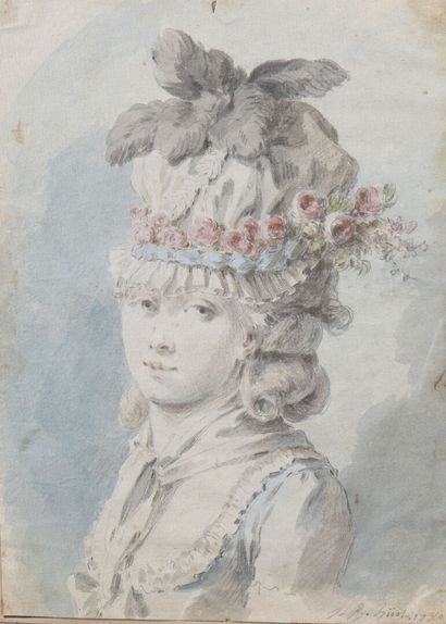null Jean Baptiste HUET

(Paris 1745 - 1811)

Portrait de femme au chapeau couvert...