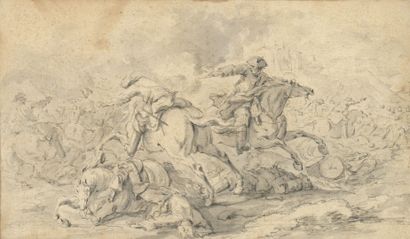null Attribué à Charles PARROCEL

(1688 - 1752)

Choc de cavalerie

Plume et encre...