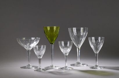 null Service of crystal stemmed glasses of Val Saint Lambert, with cut decoration...