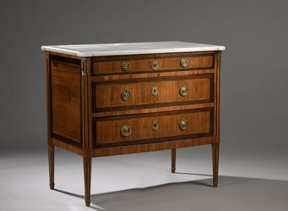 null Wooden chest of drawers inlaid with fillets opening to two drawers, simulated...
