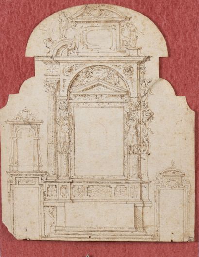  Ecole ITALIENNE vers 1700 
Projet de décor d'autel 
Plume et encre brune 
28,5 x...