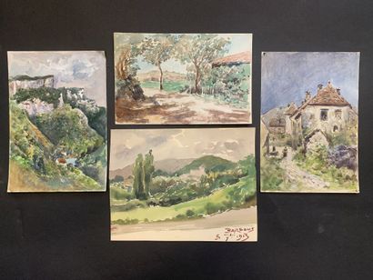 null HENRIOT (1857-1933)

Paysages

Ensemble de dix aquarelles sur papier, une signée...