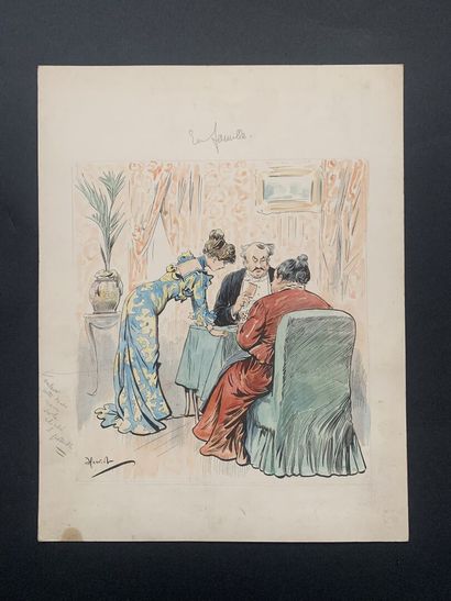 null HENRIOT (1857-1933)

Two illustrations : 

"En famille"

Pen on paper, with...