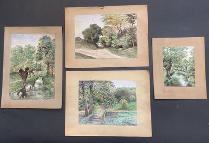 null HENRIOT (1857-1933)

Landscapes

Set of eleven watercolors on paper pasted on...