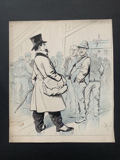 null HENRIOT (1857-1933)

Two illustrations: 

"Workers' pension fund". 

The exit...