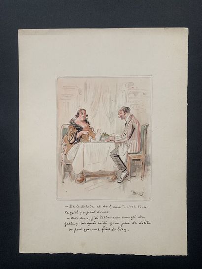 null HENRIOT (1857-1933)

Two illustrations: 

"Salad and water? That's all there...