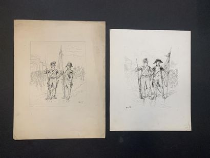 null HENRIOT (1857-1933)

Cinq illustrations de l'armée impérial. 

Plume et aquarelle...