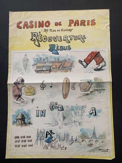 null HENRIOT (1857-1933)

"Casino de Paris, réouverture, Rébus"

Aquarelle et plume...