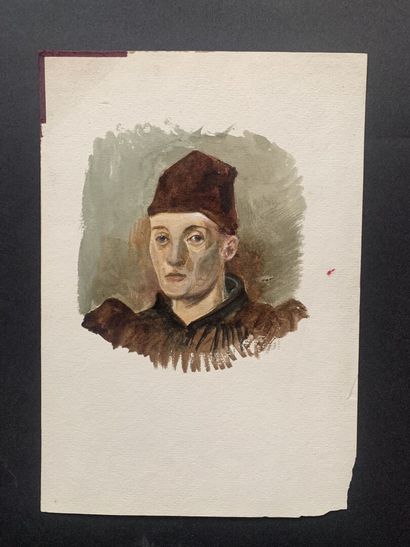 null HENRIOT (1857-1933)

Portrait of a man with a hat

Unsigned watercolor on paper....