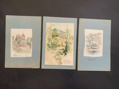  HENRIOT (1857-1933) 
Paysages 
Ensemble de dix aquarelles sur papier dont certaines...