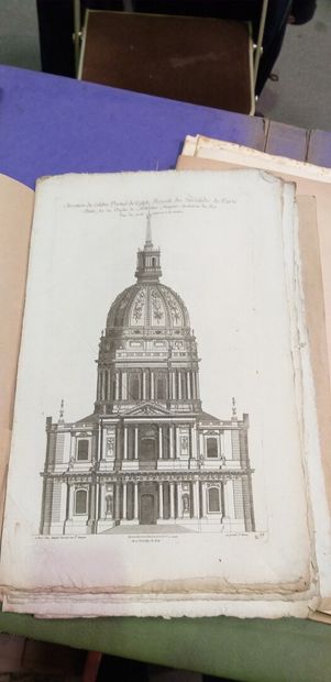 null "Architecture, plans, sections, antiquities and views"

Set of about 100 engravings,...