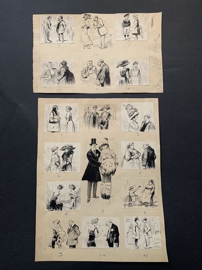 null HENRIOT (1857-1933)

Quinze feuilles de vignettes illustratives :

Scènes de...