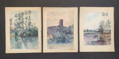 null HENRIOT (1857-1933)

Mountain landscapes, rivers

Set of ten watercolors and...