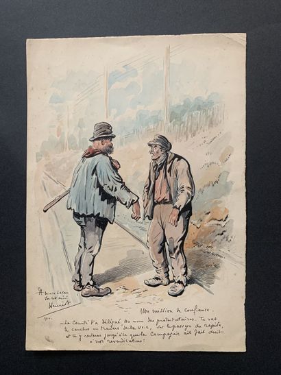 null HENRIOT (1857-1933)

A Mission of Trust 

Watercolor and pen on paper signed,...