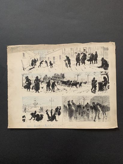 null HENRIOT (1857-1933)

Two illustrations : 

Snowy urban scene

Walkers under...