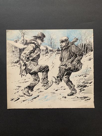 null HENRIOT (1857-1933)

Two illustrations : 

Snowy urban scene

Walkers under...