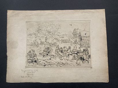 null HENRIOT (1857-1933)

"Village feast"

Etching signed in the plate, signed, dated...