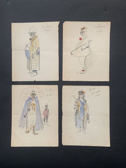 null HENRIOT (1857-1933)

Four representations of theatrical characters: 

Gri-Gri,...
