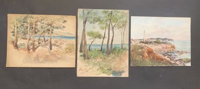 null HENRIOT (1857-1933)

Bord de mer

Ensemble de trois aquarelles sur papier cartonné,...