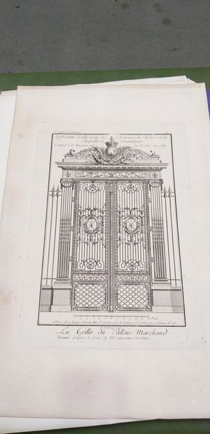 null "Locksmithing projects, models of gates, railings"

Set of about 70 engravings.

Stamp...