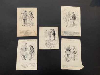 HENRIOT (1857-1933)

Five pen-and-ink illustrations...