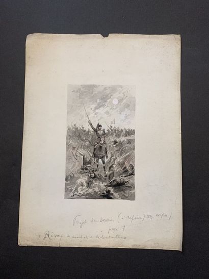 null HENRIOT (1857-1933). 

"Rêvant de combat et de bataille" 

Aquarelle sur papier...