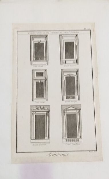 null "Architecture, plans, sections, antiquities and views"

Set of about 100 engravings,...