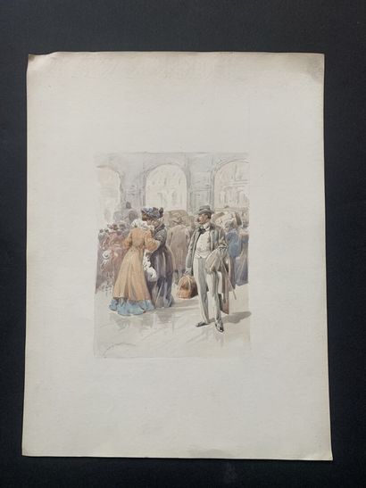 null HENRIOT (1857-1933)

Deux élégantes et un homme dans une gare

Aquarelle sur...