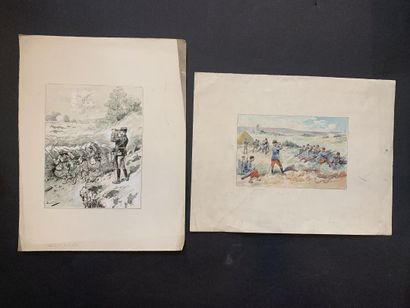 null HENRIOT (1857-1933)

Cinq illustrations : 

Soldats 

Scènes de tranchées. 

Aquarelle...