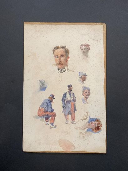 null HENRIOT (1857-1933)

Studies of soldiers. 

Three sheets with watercolor illustrations...