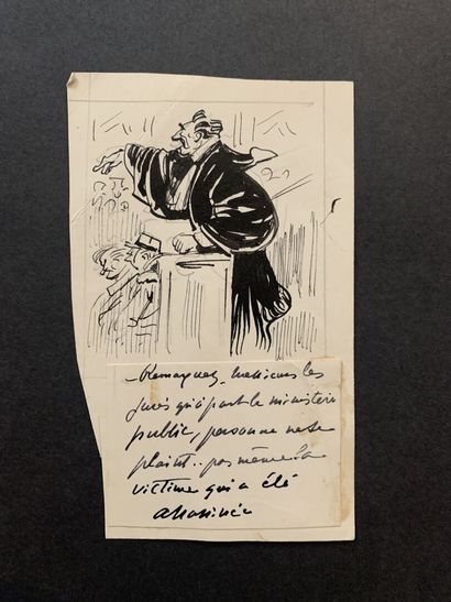 null HENRIOT (1857-1933)

Illustration : 

La plaidoirie de l'avocat

Plume sur papier...