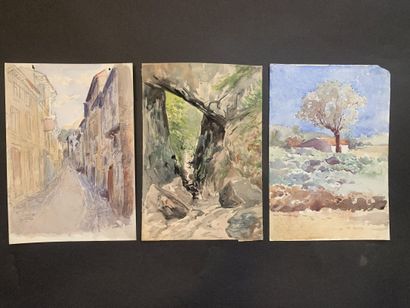 null HENRIOT (1857-1933)

Landscapes

Set of ten watercolors on paper, one signed...