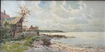 null lot of paintings : 



-INGÉ (active in the 19th century)

Cabin by the sea

Oil...