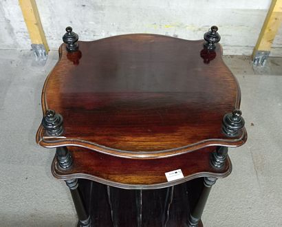 null Mahogany veneered writing table, the belt opening to two drawers in belt with...