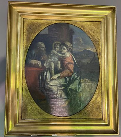 null French school of the XVIIth century

The holy family in a landscape 

Oil on...