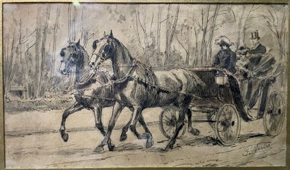 null Lot of two drawings :

-P. VERLIE (active in the 19th century)

Couple walking...