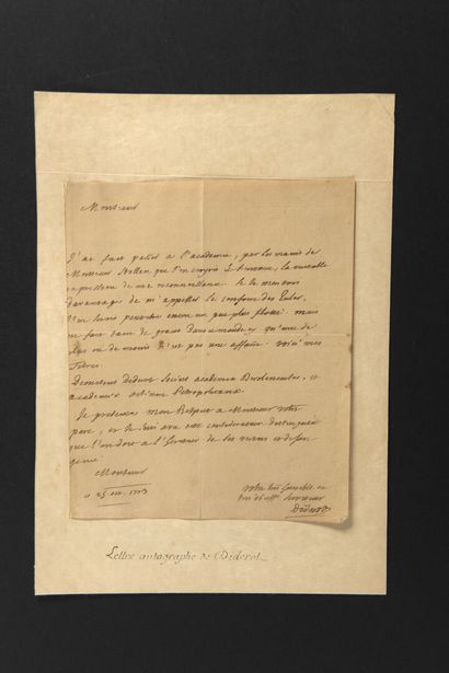 null DIDEROT Denis [Langres, 1713 - Paris, 1784], écrivain français.

	Lettre autographe...