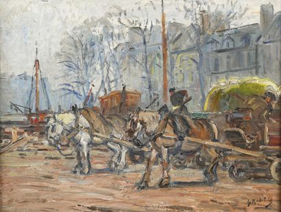 null Gustave MADELAIN (1867-1944)

Chevaux attelés sur les bords de Seine à Paris....