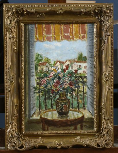 null Marcel COSSON (1878-1956)

Bouquet de fleurs près d'une fenêtre

Huile sur toile,...