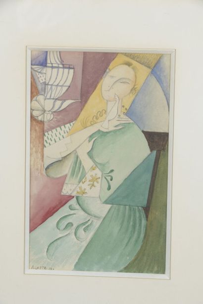 null André LHOTE (1885-1962)

Femme à l'oiseau

Plume et aquarelle, signée et datée...