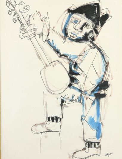 null Bernard LORJOU (1908-1986)

Joueur de mandoline

Feutre et gouache signée en...